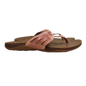 Chaco Womens Sansa‎ Sandals Leather Embossed Vamp Arch Support Rubber Soles Sz 5
